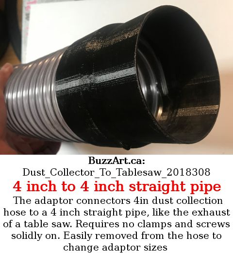 4in dust collection hose to 4 inch straight pipe